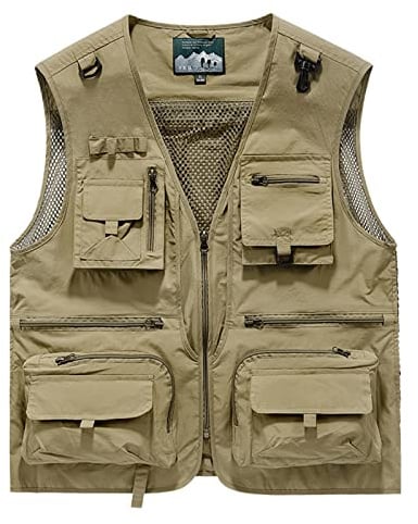 Mymyguoe Jagdweste Herren Leichte Sommerweste Atmungsaktiv Angelbekleidung Softshellwesten Safari Ärmellose Jacke Security Weste Werkzeugweste Schießweste Freizeit Camping Fotografie Weste