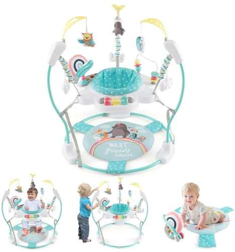 Baby Activity Center, 3 in 1 Play Center Jumpers and Bouncers with Music, Lights, Interactive Toys, 360°Rotating Seat, 3 Adjustable Heights, Exersaucer Learning Toys for Baby 6-12 Months (Blue)