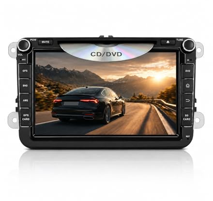 8 Zoll Android Autoradio 8GB+256GB für VW Skoda Seat ausgewählte Modelle | Golf 5/6,Passat B6/B7,Touran,Tiguan,Sharan,Kabelloses Carplay/Android Auto,DAB+,SIM,GPS,DSP,RDS,IPS,Lenkradsteuerung