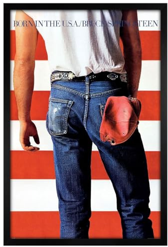 Grindstore Maxi-Poster Bruce Springsteen Born In The USA – Schwarzer Holzrahmen – Gerahmter Posterdruck, Wanddekor/Kunst, Geschenkidee, für Wohnzimmer, Schlafzimmer, Zuhause oder Büro