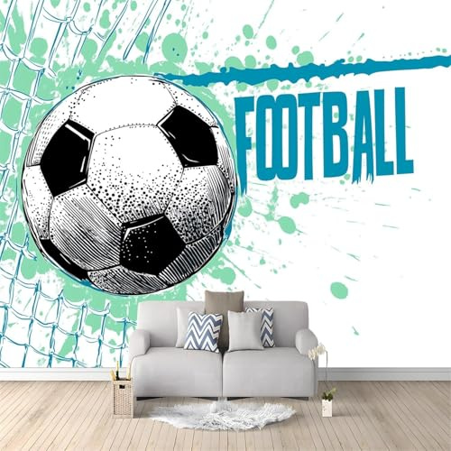 Papier Peint Panoramique Football 150x105 cm 3D Papier Peint Intissé Enfant Garçon Photo Trompe l'oeil Poster Grand Mural Salon Chambre Enfant Chambre Décoration Murale a-7873
