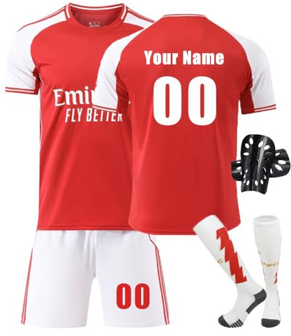 Personalised Football Kit with Name Number for Boys Girls Football Kits Home Away Shirts Shorts Set Fans Gifts for Kids and Adult