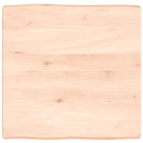 Mhdvray Eiche Tischplatte 60 x 60 cm unbehandelt Massivholz mit Baumkante DIY Schreibtischplatte Esstisch Küchenplatte robust für Wohnzimmer Büro und Küche