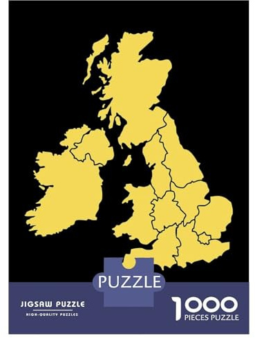 Map of England Jigsaw Puzzle 1000 Pieces, Landmark Urban View, 1000 Pieces for Adults, Family Night Game for Families, Mindful Activity, 38x26cm/1000pcs
