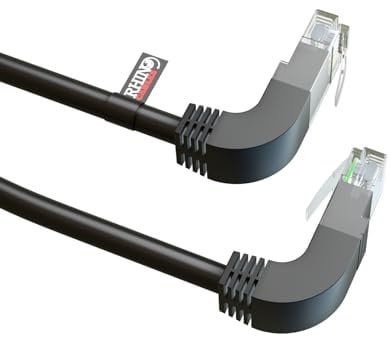 rhinocables RJ45 Network Cable Right Angle to Right Angle 90 Degree CAT5e Ethernet Network Lead (0.50m)
