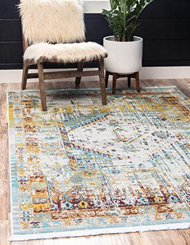 Unique Loom Baracoa-Kollektion, helle Töne, traditioneller Vintage-Teppich, hellblau, 254 x 305 cm