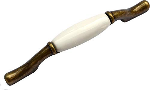 Landhaus Möbelgriffe PERUGIA mit Porzellan-Inlay creme Florence 18 x 28 x 142 - Qualität aus Europa seit 1998