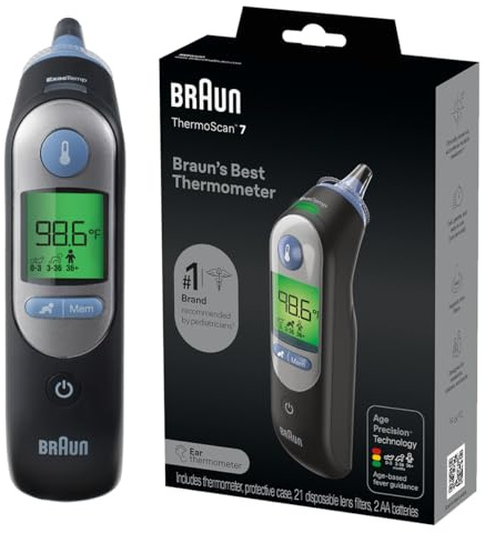 Braun ThermoScan 7 Digital Ear Thermometer for Adults, Babies & Infants, Age-Adjusted Fever Guidance, No. 1 Brand Recommended by Pediatricians