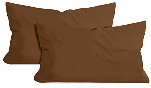 npluseins 2er-Pack Jersey Dekokissen Baumwollbezug, 40 x 60 cm, Schoko | Öko-Tex Standard 100, Reißverschluss, formstabil, strapazierfähig, angenehm weich, waschbar bis 60 °C