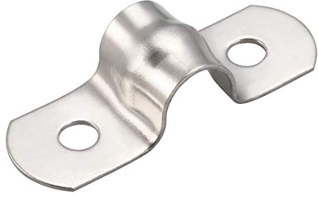 sourcing map 8mm Fixation Tuyau Clip Tube Attacher Collier de Serrage Pince Rigide Tube Sangle 2 Trous 304 Acier Inoxydable 50pcs