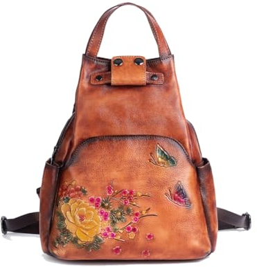 DokinReich Damen Rucksack Damen Stadtrucksack Leder süßer Lederrucksack Vintage Echt Leder (B)