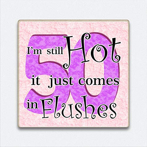 Pink Fridge Magnet Wooden 50th Birthday Token gift for women friend Mum sister