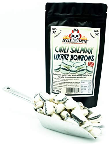 Chili Salmiak Lakritz Bonbon mit Füllung - scharf - 200g - Hotskala: 5