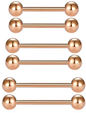 Longita 16G Zungenpiercing Brustwarzenpiercing 14mm 16mm 18mm Stab Chirurgenstahl für Damen Herren Körperschmuck 6 Stück