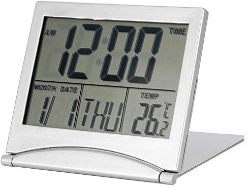 MAGT Reloj Despertador, 1 portátil Plegable LED Digital Despertador Temperatura Calendario Snooze para Viajes en casa