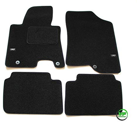 J&J AUTOMOTIVE | Velours Fußmatten mit Logo Autotepiche Passend Für I30 2007-2012, rutschfeste Untregrund, Verstärkt Im Pedalbereich