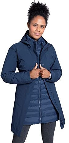 Mountain Warehouse Alaskan 3-in-1 Damen Winter Mantel - Lange, wasserdichte Winterjacke, Warme Steppjacke Innenjacke mit Reißverschluss & Kapuze Marine Damengröße EU 36
