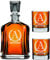 Decantador Personalizado Grabado de 700 ml + 2 Vasos Whishey 270ml, Añada su Nombre o sus Iniciales