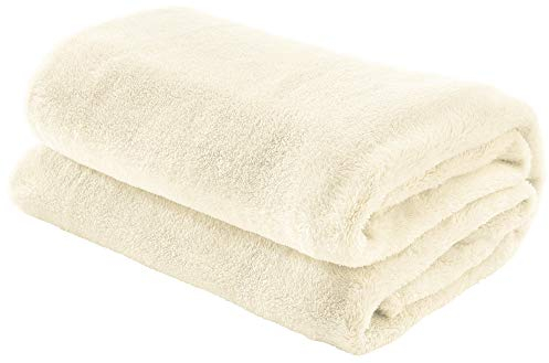 Erwin Müller Teddy-Fleece-Wohndecke Salerno, Fleece-Decke, Kuscheldecke wollweiß Größe 130x170 cm - flauschig weich, pflegeleicht