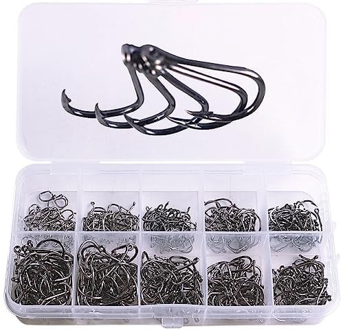 None Branded 500pcs12 Sizes Circle Fish Trout Freshwater High Carbon Steel Fishing Hooks with Plastic Box Fishing Hooks