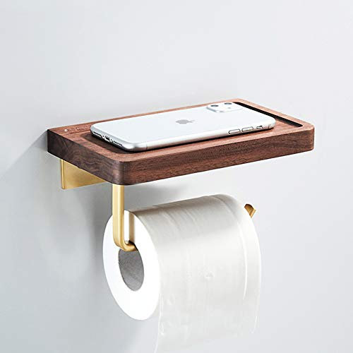Porte Papier Toilette Mural en Bois - Support Papier Toilette Mural esthétique - Porte Rouleau Papier Toilette avec étagère en Bois pour décoration de Salle de Bain