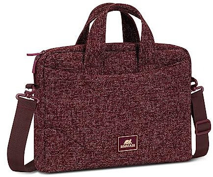 Rivacase Laptoptasche für Notebooks bis 14 Zoll - wasserdichte und ultraleichte PC-Tasche - kompakte Umhängetasche für Damen und Herren Aktentasche Schultertasche für Laptops | Burgundy Rot