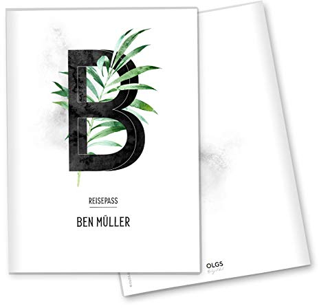Olgs Reisepasshülle Individualisiert Buchstabe Ausweishülle Schutzhülle für Dokumente & Reisepass personalisierbar mit Namen… (05 Motiv, Reisepass personalisiert)