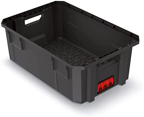 Kistenberg Transportkiste Lagerkiste Werkzeugkiste Stapelbox (Ladefähigkeit bis 25 kg, stapelbar, schwarz, Kunststoff, X-Block Pro Abmessungen: 544 x 362 x 200 mm)