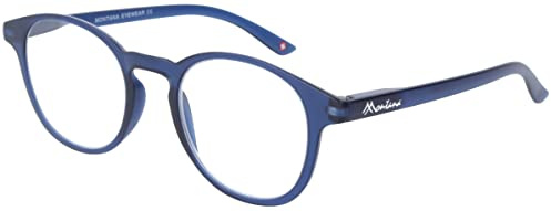 Montana Eyewear Extra flache Lesebrille MR52 aus Kunststoff mit Federscharnier und Etui in vers. Stärken und Farben Blau + 1,00 dpt