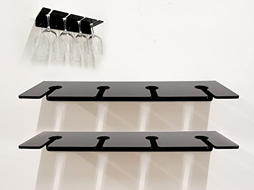 Weinglashalter, Acrylglashalter (2 Stück), Wandweinglashalter, zur Aufbewahrung und Aufbewahrung von Weinglas (Schwarz)