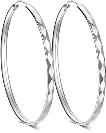Voarge 925 Sterling Silber Kreis Endless Creolen für Frauen Mädchen, Modeschmuck 40mm Groß mit Geschenkbox zum Alltag Party Hochzeit