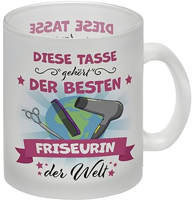 Beste Friseurin der Welt Glas Tasse diese Tasse als tolle Geschenkidee für Kolleginnen oder Freundinnen die ihren Beruf über alles lieben Glas Tasse Dieser Glas Tasse ist eine