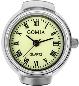 JewelryWe Ringuhr Fingeruhr Damen Retro Analog Quarz Ring Uhr Elastisch Legierung Fingerringuhr Uhrenring mit Römischen Ziffern Zifferblatt Silber