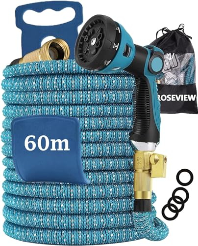 Gartenschlauch Gartenschläuche Schläuche 30m erweiterbarer Wasserschlauch Schlauch Flexibel einziehbar Gartenschlauch zusammenklappbar (blauer See 30m) (blauer See, 60m)
