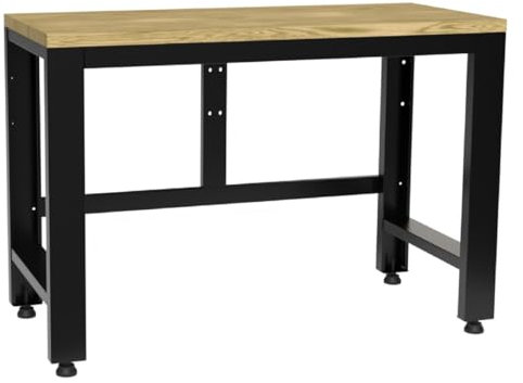 Kraftmeister werkbank Premium - mit Eiche-Arbeitsplatte - Schwarz