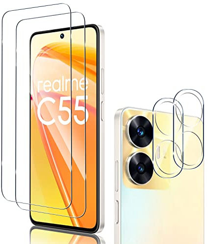 Holilo Para Realme C55 4G 【2 Piezas】 Protector de Pantalla Cristal Templado, 9H Dureza HD Vidrio Templado Anti-Arañazos Sin Burbujas Glass Screen Protector