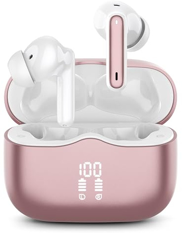 xinwld Cuffie Bluetooth, Auricolari Bluetooth 5.3 Cuffie Wireless Bluetooth con Bassi Potenziati, 40H Cuffiette Bluetooth in Ear con HD Microfono, Display LED, IP7 Impermeabile Cuffie Senza fili