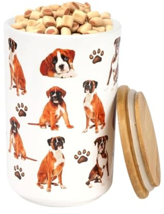 Greenline Goods Premium Dog Treat Ceramic Canister Set – Boxer Airtight Canister for Fresh Treats, Ceramic Jar & Containers with Lids, Farmhouse Canisters, Ideal Kitchen Canisters for Countertop
