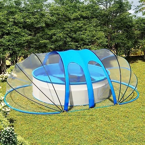 Homgoday Pool-Kuppel Poolüberdachung Pooldach Pool Abdeckung Gartendach Schwimmbadabdeckung Pooldach für Aufstellpools Poolabdeckung Dach Verstärkte Basis Oval Transparent 620x410x205 cm