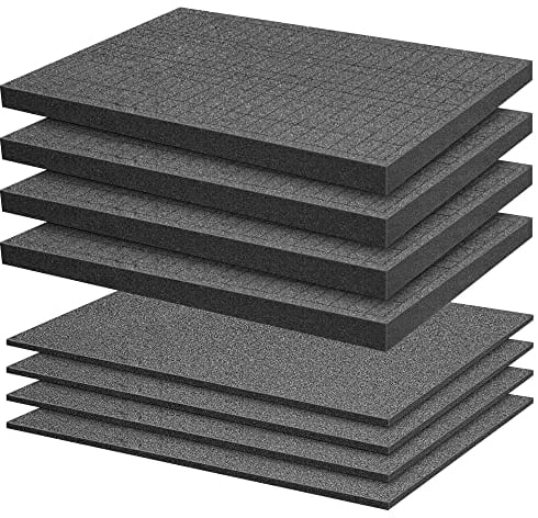 8PCS Square Foam Cube - Pick and Pluck Foam Insert- Pluck Pre Cube Sheet Use for Game Box Cases DIY/Tool Storage Systems(4PCS 400 x 300 x 25 mm/4PCS 400 x 300 x 10mm)