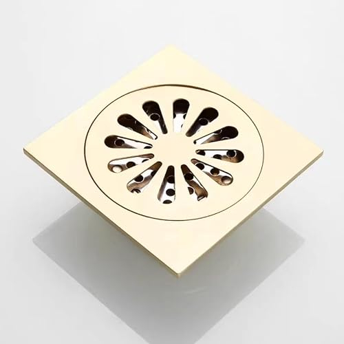 imiiHO 002 - Escurridor de suelo cepillado, material de cobre, filtro interno de acero inoxidable, parte inferior pulida