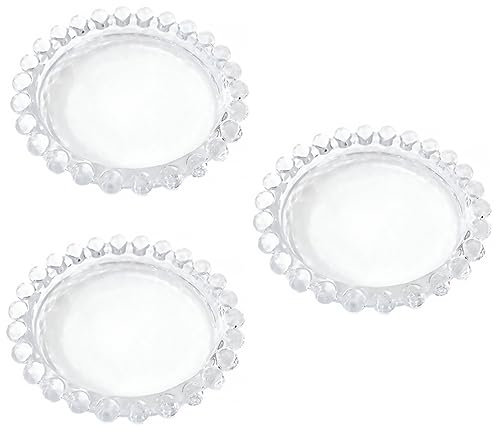 HOMSFOU 3 Stk Perlrandplatte Salatteller Aus Glas Mittagsteller Vorspeisenteller Aus Glas Servierteller Dessertteller Aus Glas Glasteller Dessertschale Schmuckablage Porzellanteller Perle