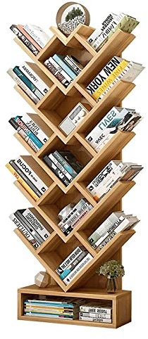 Rieort Libreria Scaffale Libreria a Forma di Albero Libreria a Forma Unica Scaffali in Pannelli di Particelle di Legno massello Libreria a cremagliera con Base allargata Semplice