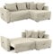 Cord Ecksofa 236x160 cm mit Schlaffunktion und Bettkasten, Tasche in der Armlehne, L-Couch mit Ottomane ausziehbar, links oder rechts montierbar, Bezug Cordstoff in Beige Grau / 15201