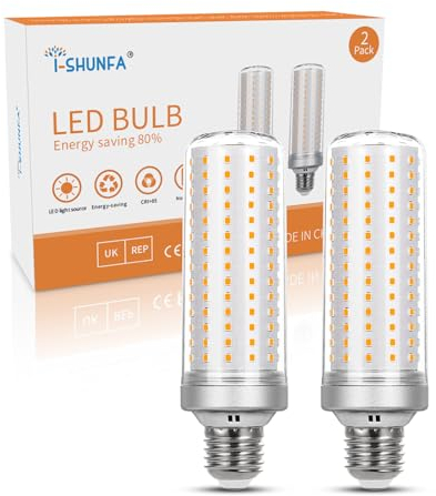 I-SHUNFA E27 LED Maiskolben Lampen 18W 2200LM Warmweiss 3000K AC100-265V LED Mais Birnen Ersatz 180W Glühlampe, Nicht Dimmbar Kerze Schraube Glühbirne(2er-Pack)