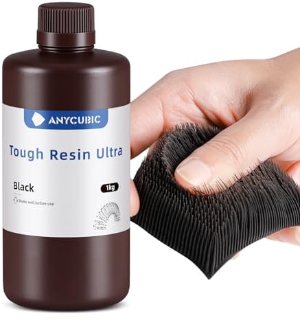 Anycubic Ultra Tough Resin, 3D Printer Resin with Strong Impact Resistance, High Flexibility and Low Odour, Widely Compatible with All LCD Resin 3D Printers(1kg, Black)