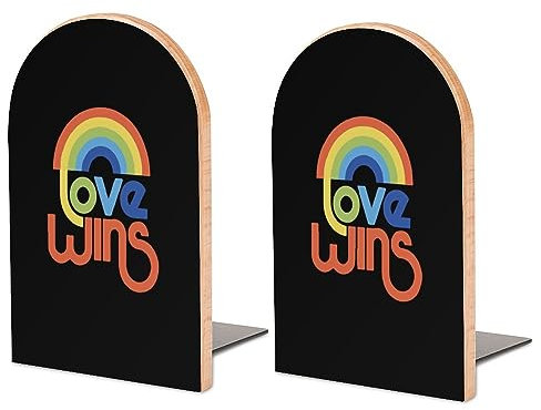 Color Love Wins – Serre-Livres en Bois, Supports de Livres Uniques, Serre-Livres, étagère, Bouchon de Livre pour la Maison, Le Bureau, décoration de Bureau