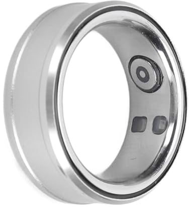 ciciglow Smart Ring, BT 5.1 NFC Smart Ring Health Tracker Schlafkörpertemperaturüberwachung Schrittzähler, Intelligentes Tragbares Gerät, Bluetooth-Fernbedienung Page Turner (SILVER)