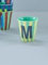 Rice Melamin Becher medium gestreift mit Buchstaben, Modell für Jungen blau/grün/mint- Töne, Größe 9 x 9 cm (M Junge)