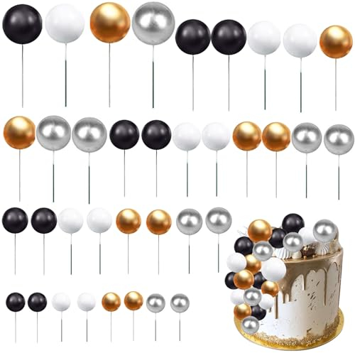 ALEGRE 50 Stück Kugeln Tortendeko Geburtstag Torten Topper,Happy Birthday Cake Topper Mini Ballon,Tortendeko Kugeln Deko für Torte,Kuchen Deko zum Geburtstag,Hochzeit Babyparty